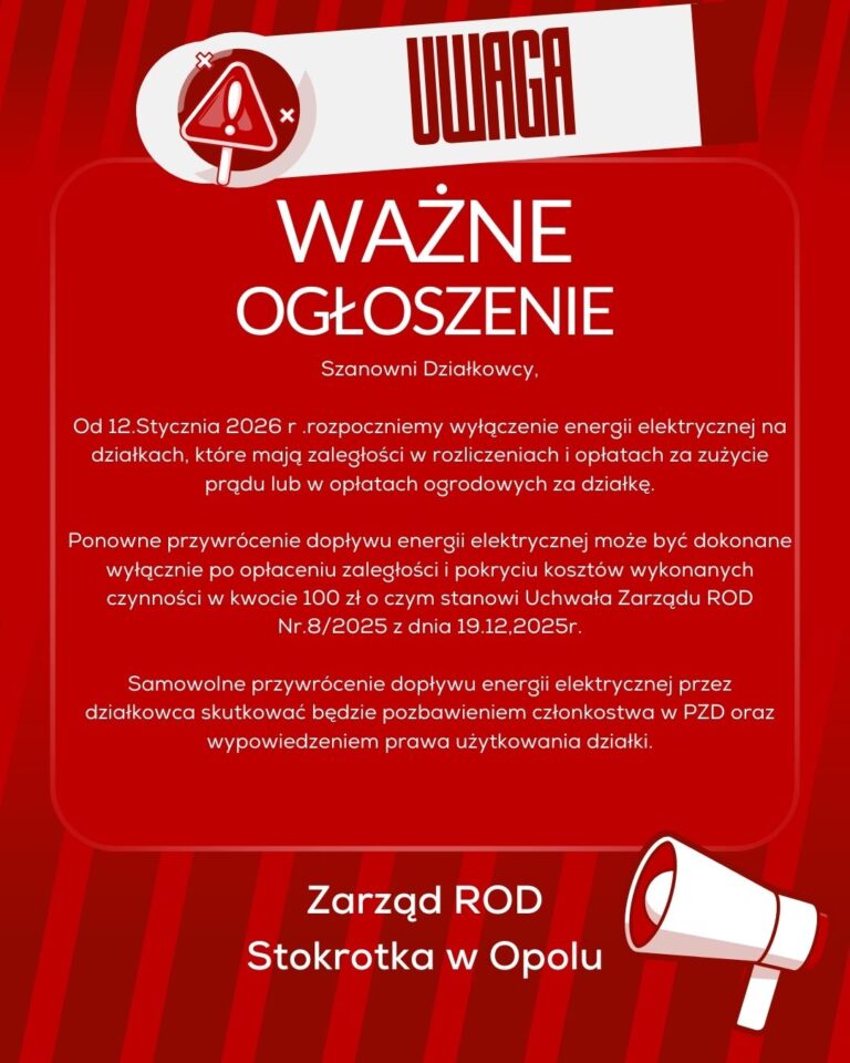 WAŻNE OGŁOSZENIE
